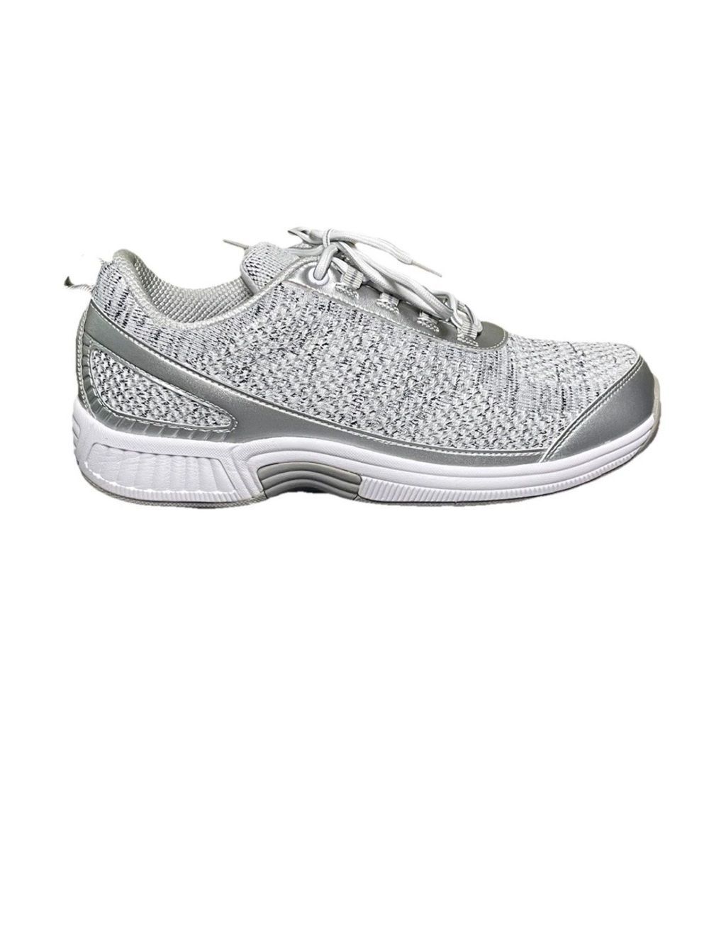 OrthoFeet Comfort Support Women's Wide Walking Knit Shoes Gray/Silver Size 10D